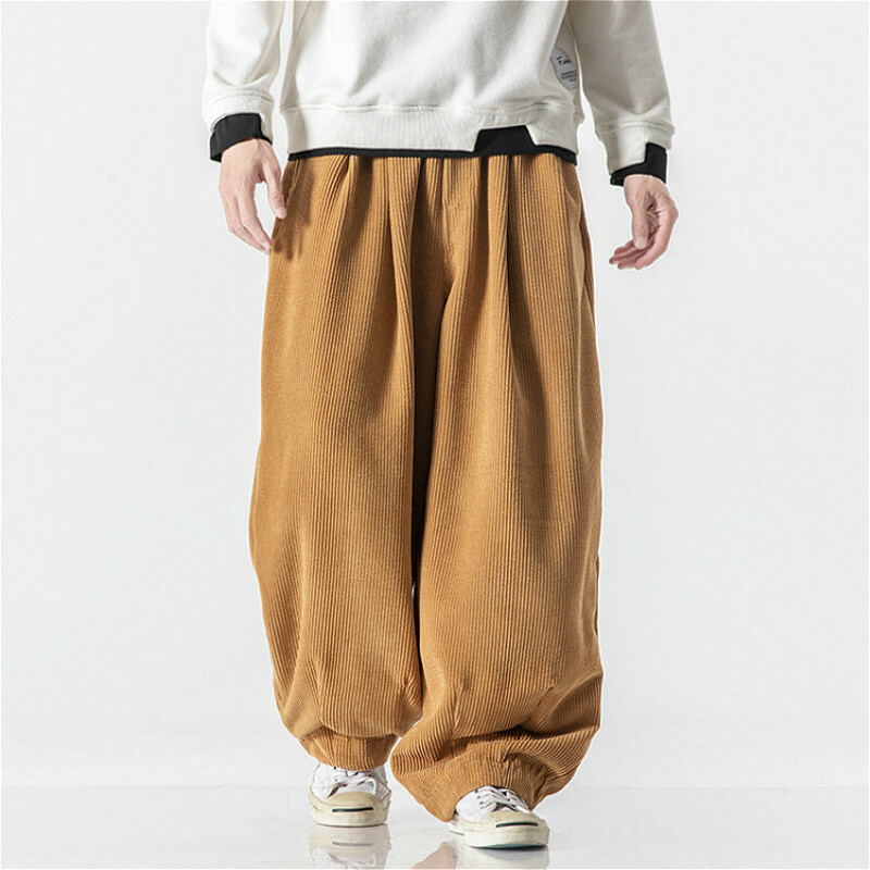 Men Baggy Corduroy Pants Kung Fu Trousers Loose Casual Harem Bottoms Hip  Hop | eBay